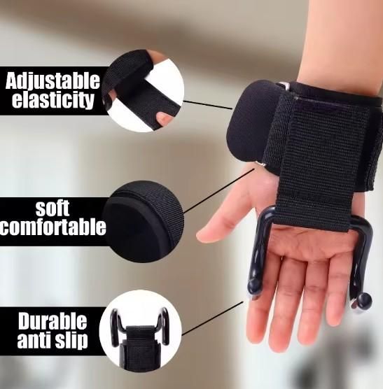 Weight Lifting Rod Hooks Wrist Support pair